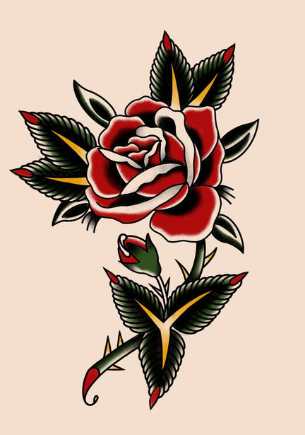 Traditional Rose Tattoo